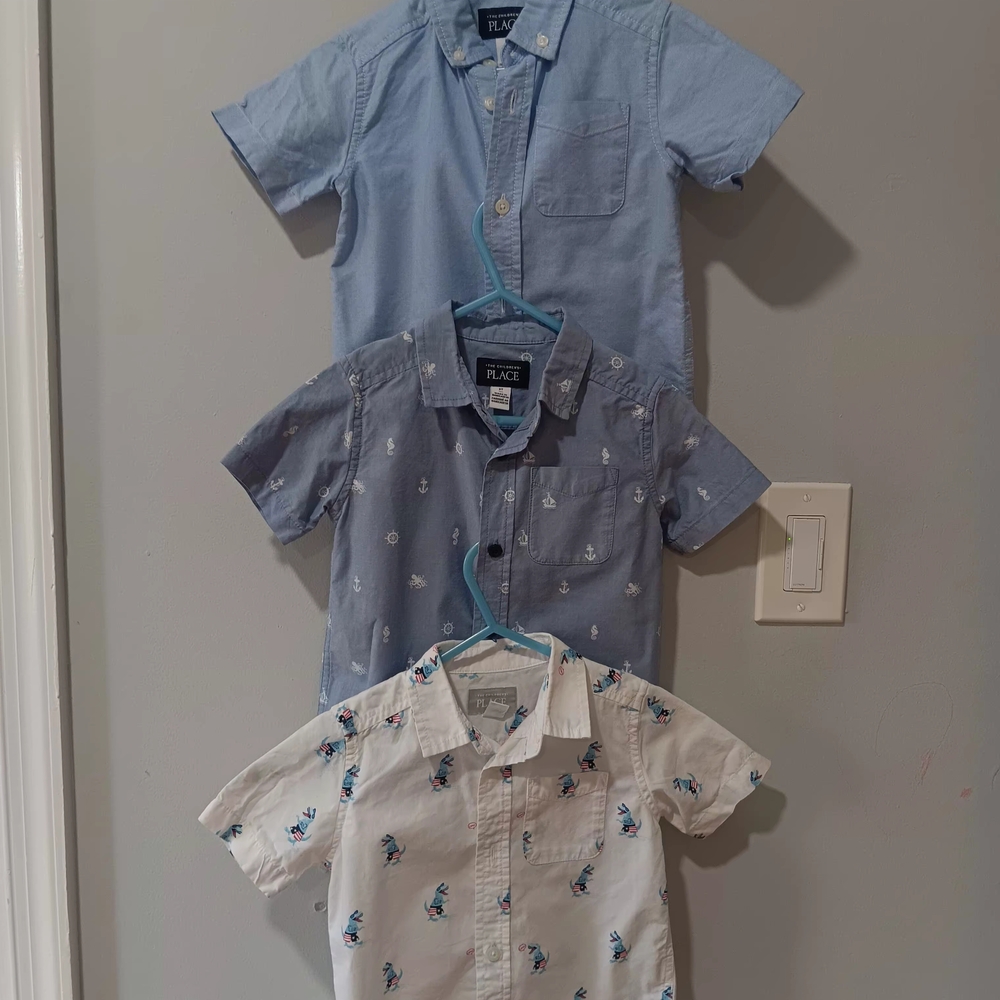 The Children's Place Boys' Blue and White Shirt Set